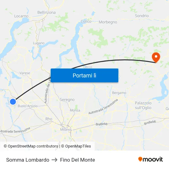 Somma Lombardo to Fino Del Monte map