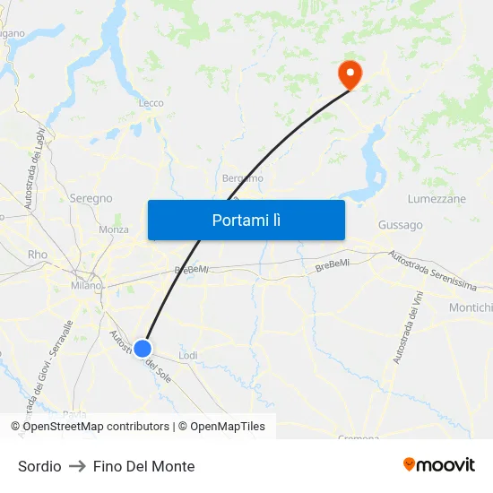 Sordio to Fino Del Monte map