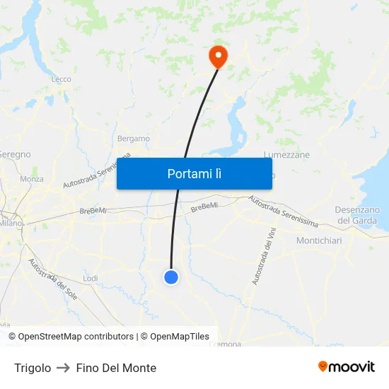 Trigolo to Fino Del Monte map