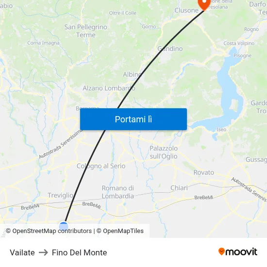 Vailate to Fino Del Monte map
