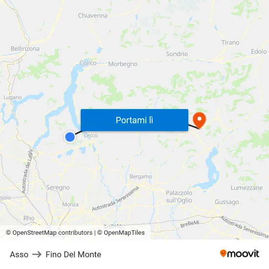 Asso to Fino Del Monte map