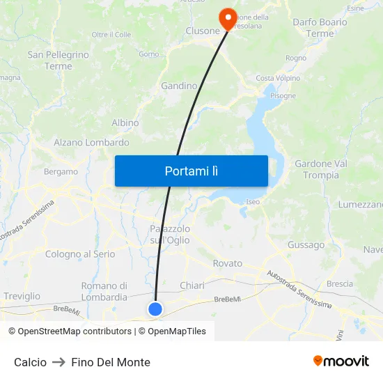 Calcio to Fino Del Monte map