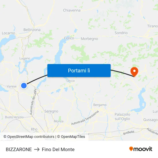 BIZZARONE to Fino Del Monte map