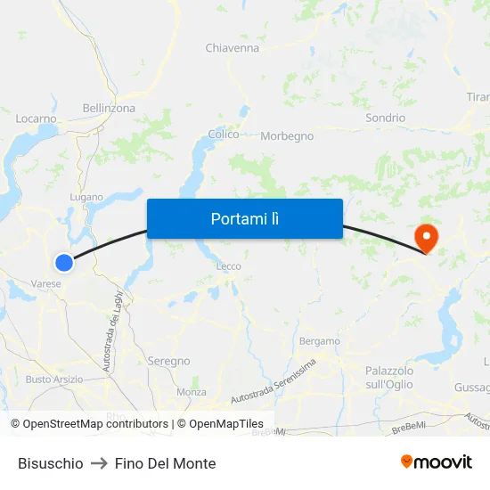 Bisuschio to Fino Del Monte map