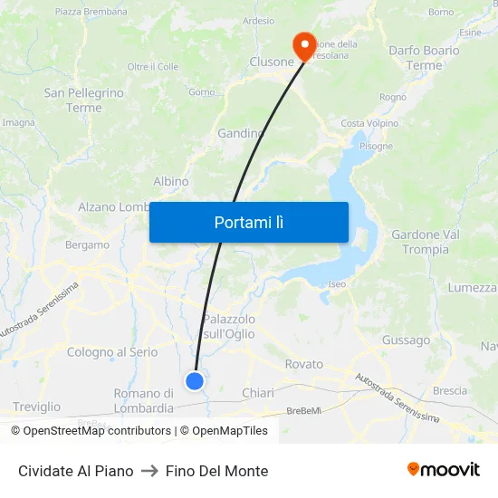 Cividate Al Piano to Fino Del Monte map