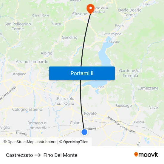 Castrezzato to Fino Del Monte map