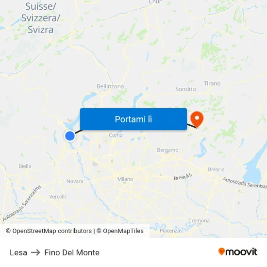Lesa to Fino Del Monte map