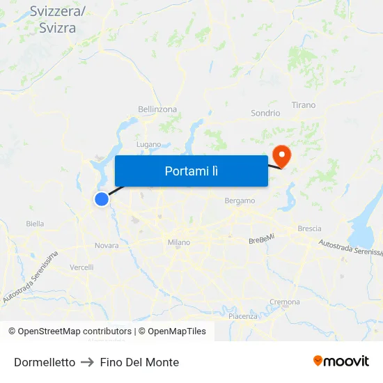 Dormelletto to Fino Del Monte map