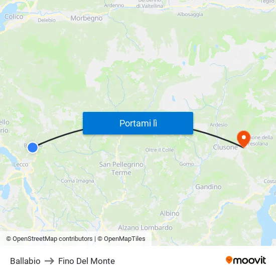 Ballabio to Fino Del Monte map