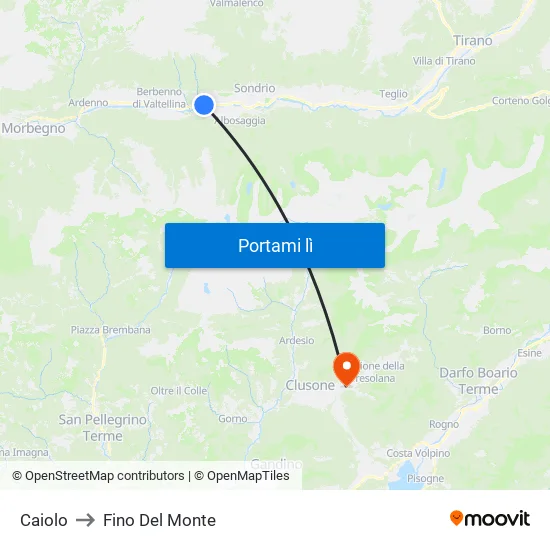 Caiolo to Fino Del Monte map
