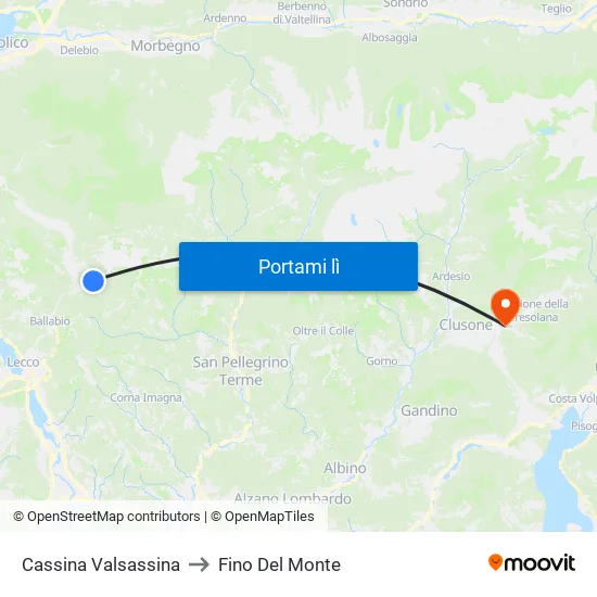 Cassina Valsassina to Fino Del Monte map