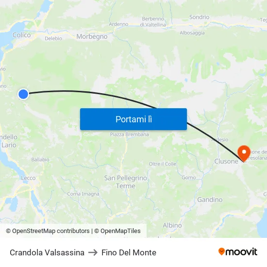 Crandola Valsassina to Fino Del Monte map