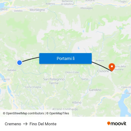 Cremeno to Fino Del Monte map