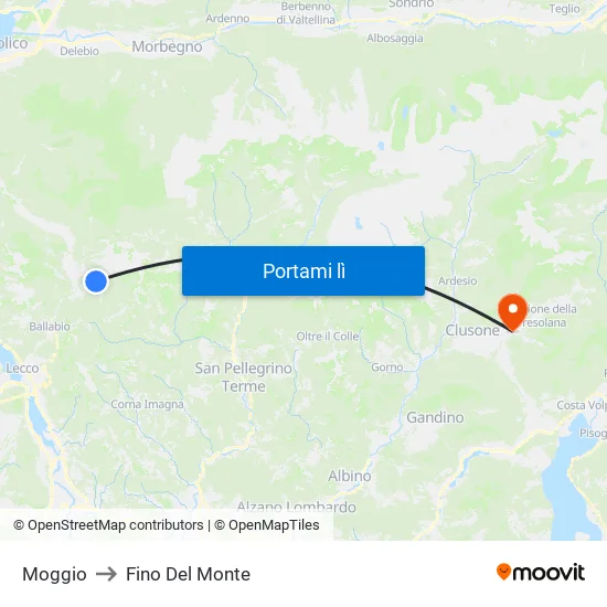 Moggio to Fino Del Monte map