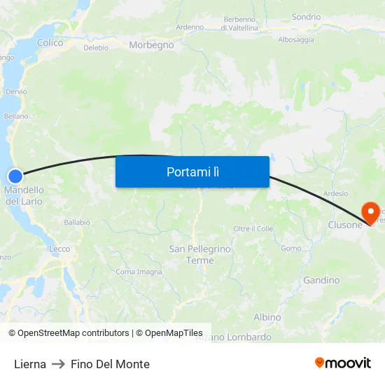 Lierna to Fino Del Monte map
