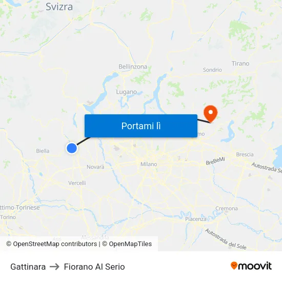 Gattinara to Fiorano Al Serio map