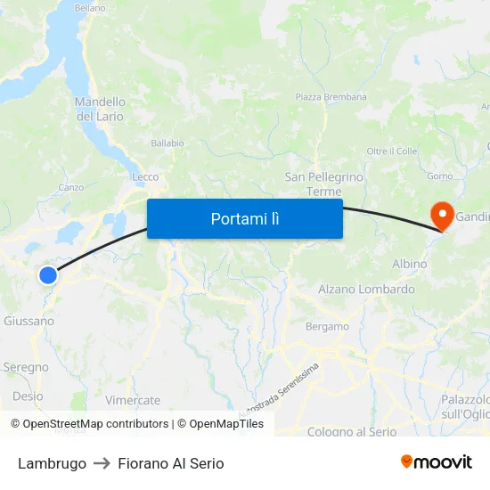 Lambrugo to Fiorano Al Serio map