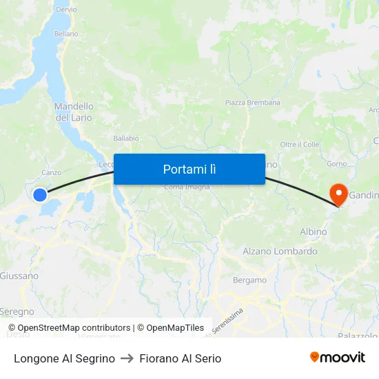 Longone Al Segrino to Fiorano Al Serio map