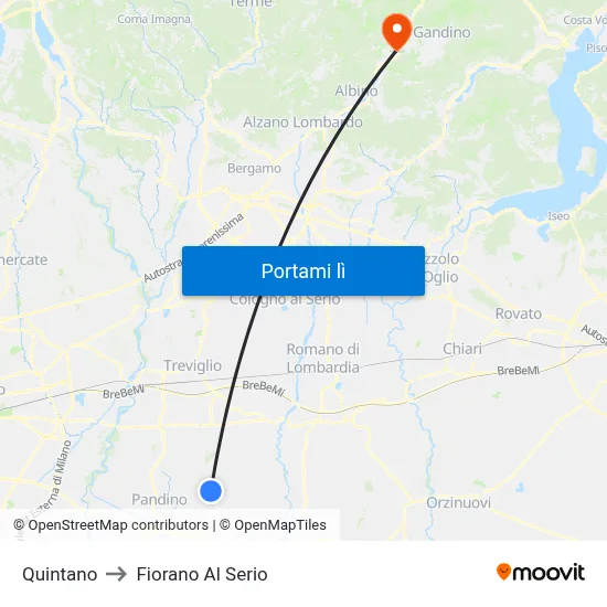 Quintano to Fiorano Al Serio map