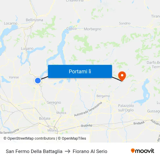 San Fermo Della Battaglia to Fiorano Al Serio map