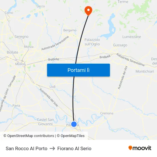 San Rocco Al Porto to Fiorano Al Serio map