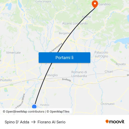 Spino D' Adda to Fiorano Al Serio map
