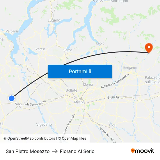 San Pietro Mosezzo to Fiorano Al Serio map