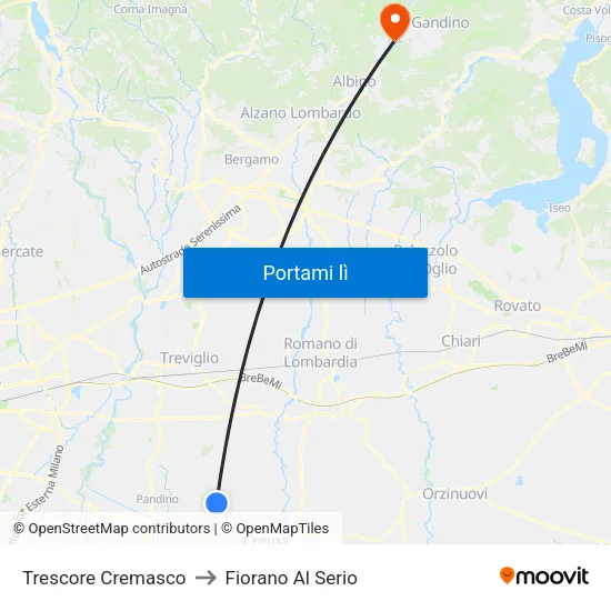 Trescore Cremasco to Fiorano Al Serio map