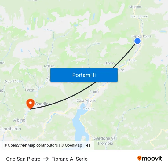 Ono San Pietro to Fiorano Al Serio map