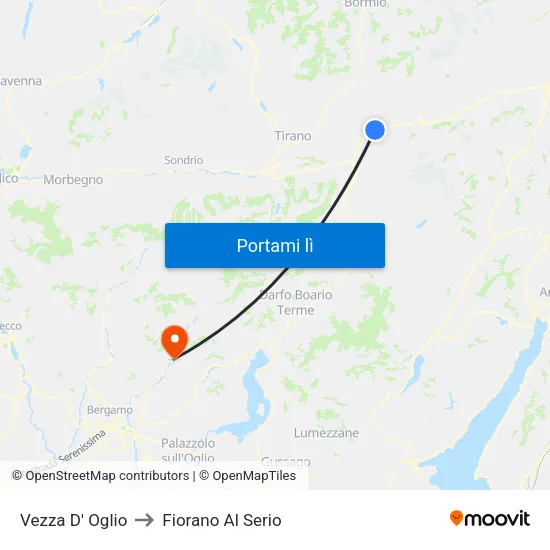 Vezza D' Oglio to Fiorano Al Serio map