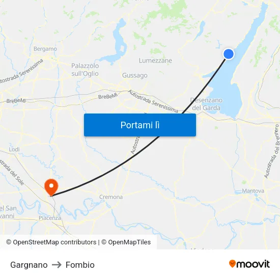 Gargnano to Fombio map