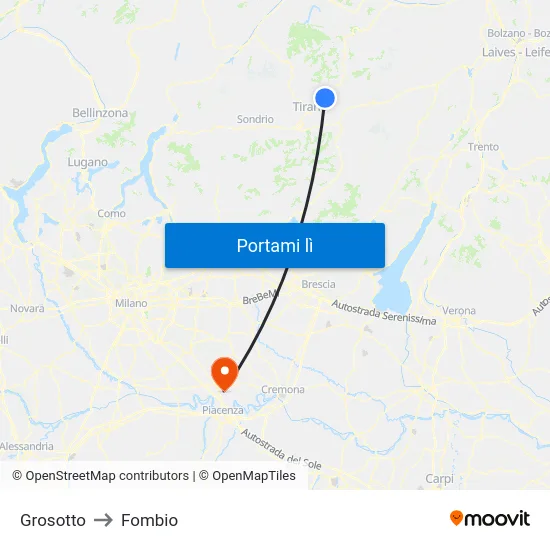 Grosotto to Fombio map