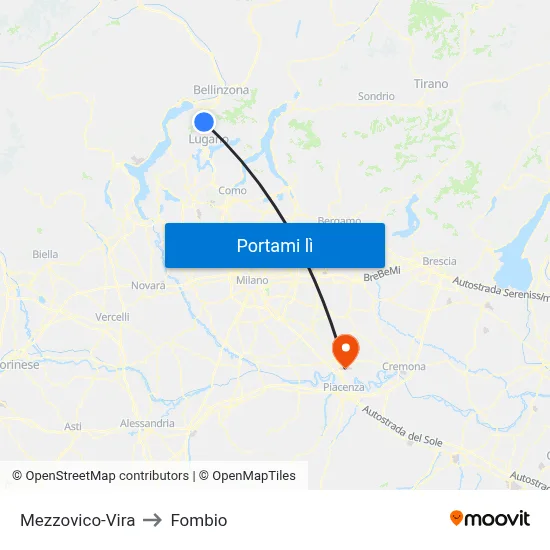 Mezzovico-Vira to Fombio map