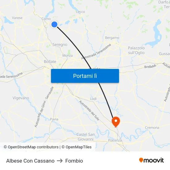 Albese Con Cassano to Fombio map