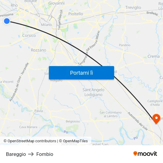 Bareggio to Fombio map