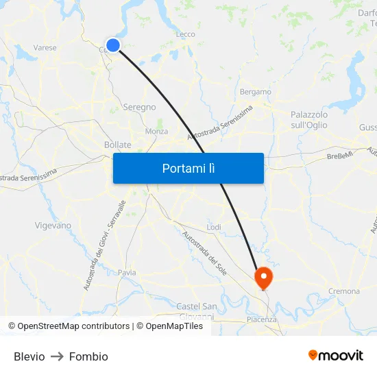 Blevio to Fombio map