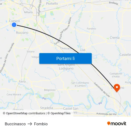Buccinasco to Fombio map