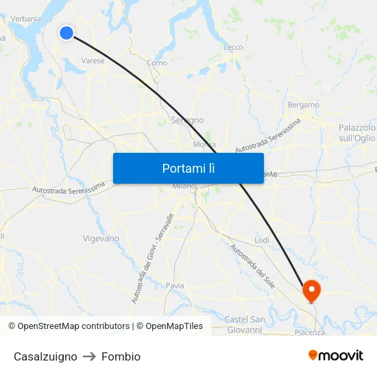 Casalzuigno to Fombio map