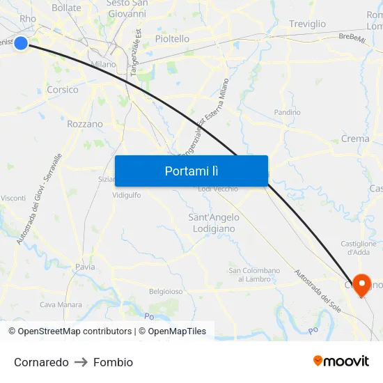 Cornaredo to Fombio map