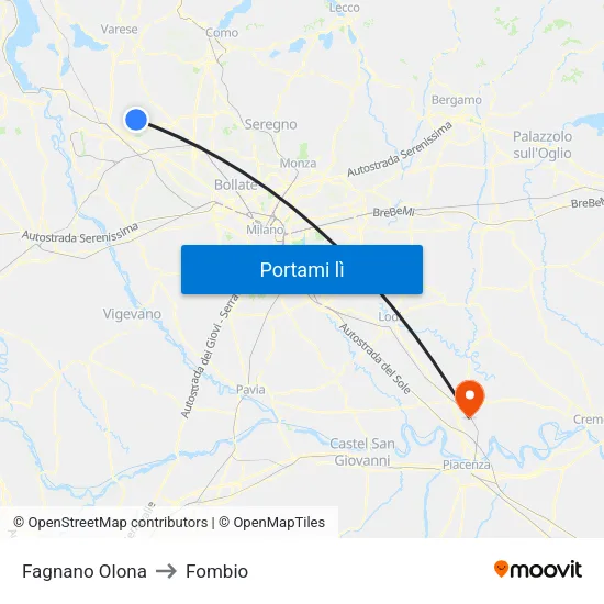 Fagnano Olona to Fombio map