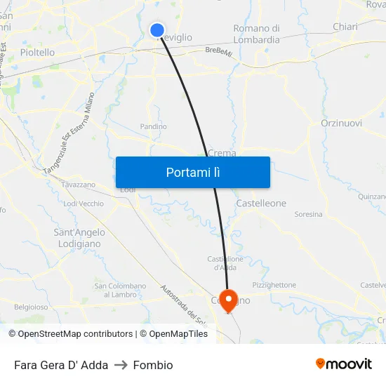 Fara Gera D' Adda to Fombio map