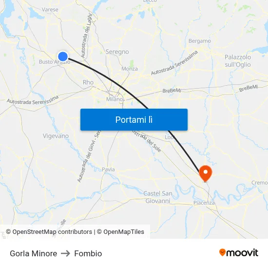 Gorla Minore to Fombio map