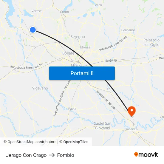 Jerago Con Orago to Fombio map