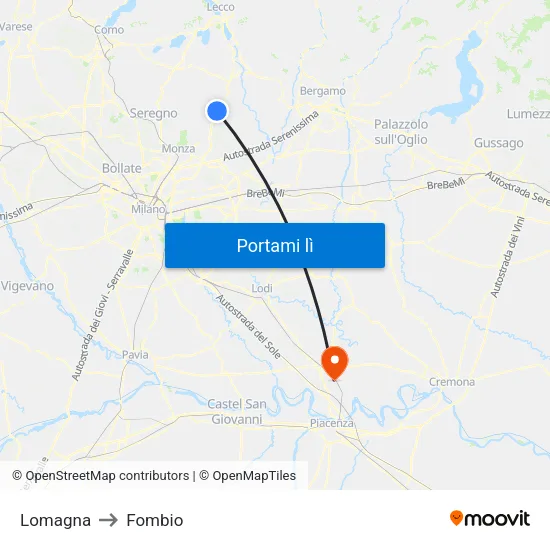 Lomagna to Fombio map