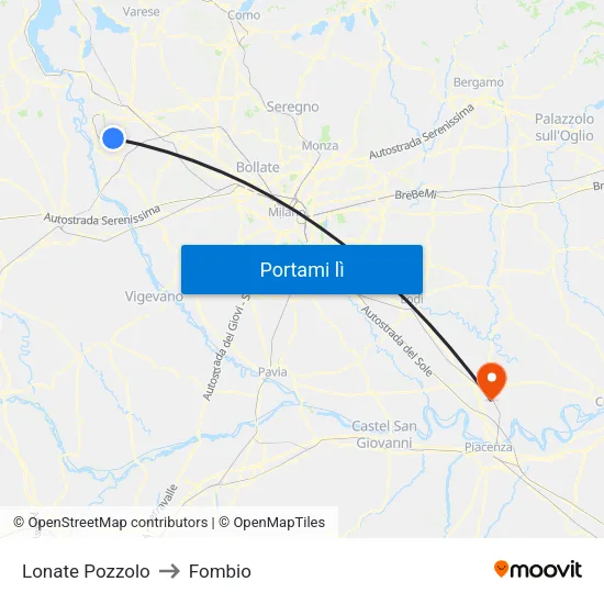 Lonate Pozzolo to Fombio map