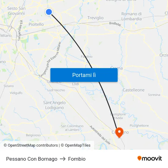Pessano Con Bornago to Fombio map