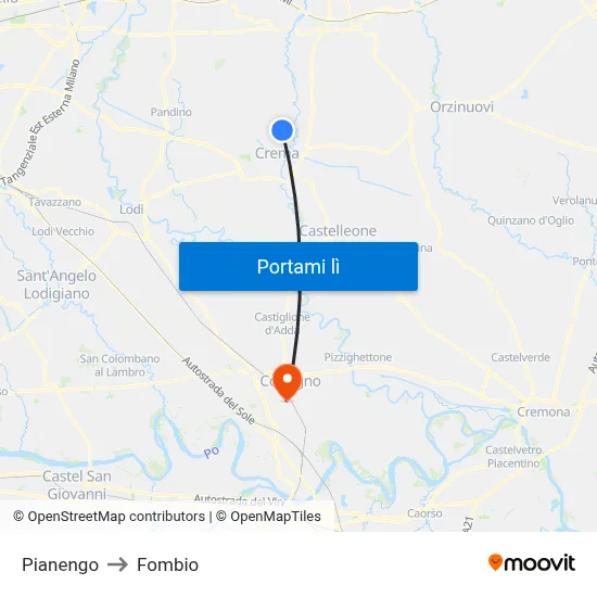 Pianengo to Fombio map