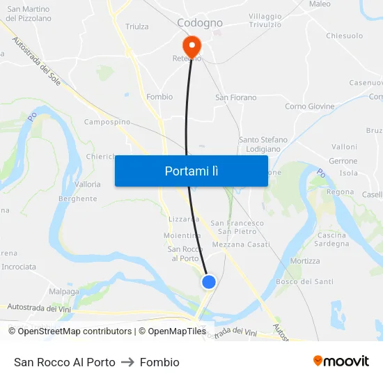 San Rocco Al Porto to Fombio map