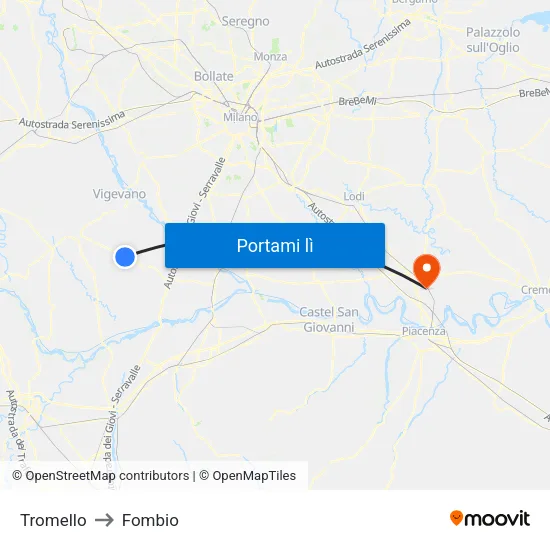 Tromello to Fombio map