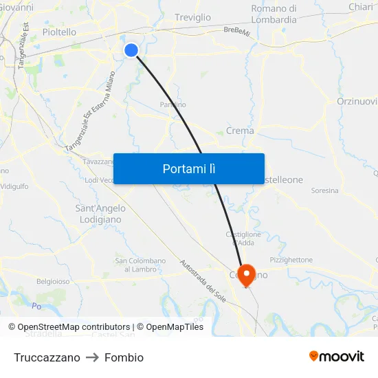 Truccazzano to Fombio map